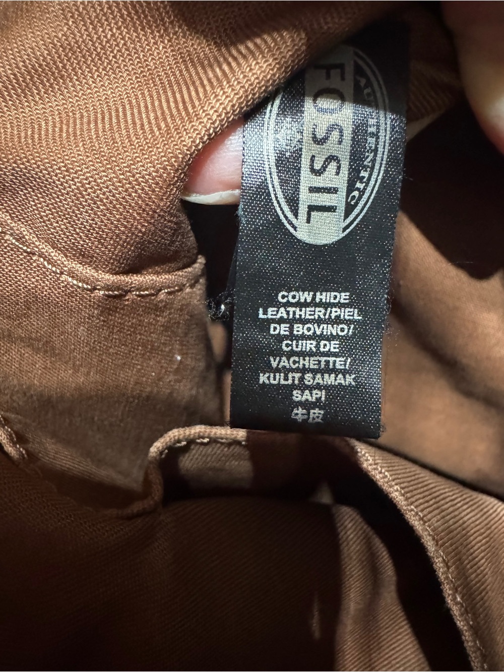 Fossil Cognac Pebbled Leather Tote - Picture 10 of 16